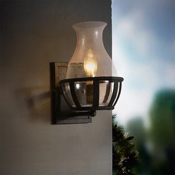 

Loft American Retro Light Nostalgia Glass Bottle Iron Wall Lamp Simple Industry Courtyard E14 LED Decoration Hanging Lighting