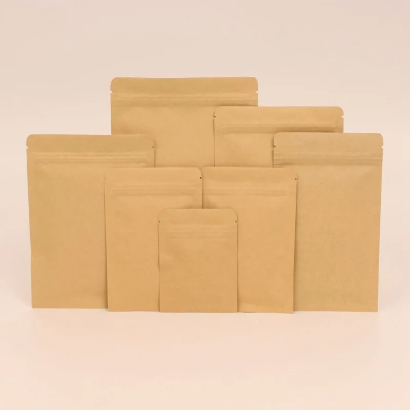 50 шт. подставка из крафт-бумаги с молнией ziplock мешок еды кофе подарочная упаковка