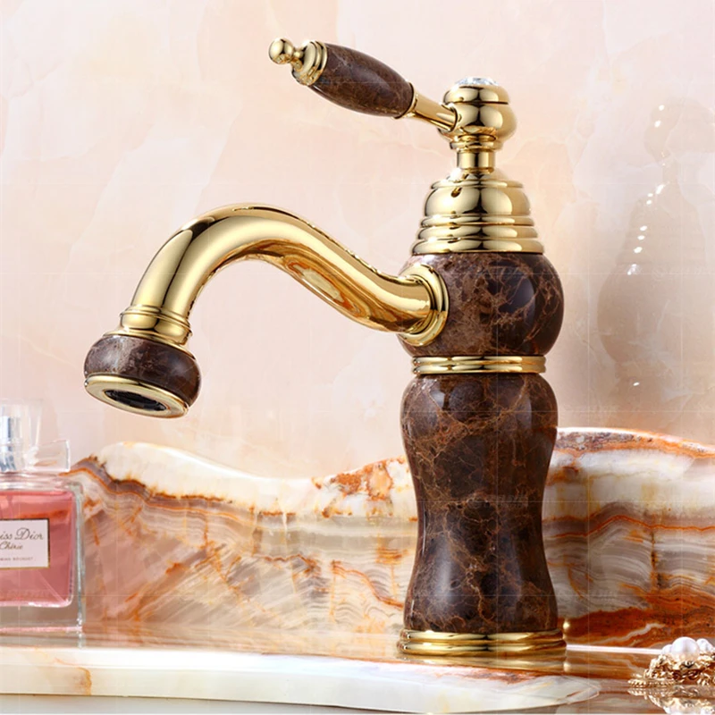 

HDM Bathroom Accessories Basin Faucets Modern Jade Marble Flexible Bathroom Faucet Basin Mixer Tap Musluk WC Water Tap