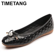 TIMETANG Винтаж ткань искусственная Женские балетки на плоской подошве Демисезонный круглый носок, с бантиком Слипоны женские Туфли без каблуков, женские повседневные Лоферы C138