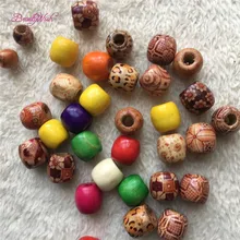 50 шт. смешивания Цвет Dreadlock бисера деревянные волосы оплетенные бусины большое отверстие Dreadlock кольцо с круглым камнем трубы для плетения бусины для волос 7,5 мм отверстие