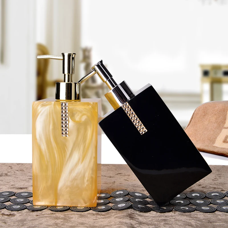 

Square Lotion dispenser resin with crystal Soap liquid dispenser Lotion bottle Washing soap dispenser for Bathroom decorations