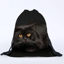 20 шт./лот, модная сумка на шнурке, переносная сумка с принтом кота, рюкзак унисекс, дорожные сумки, портативная пляжная сумка
