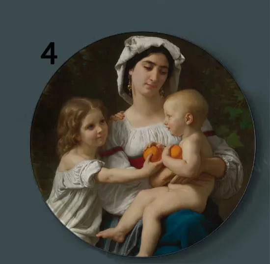 Bouguereau настенные декоративные тарелки классическое художественное блюдо отель фон дисплей мать и ребенок картина маслом тарелка - Цвет: 4