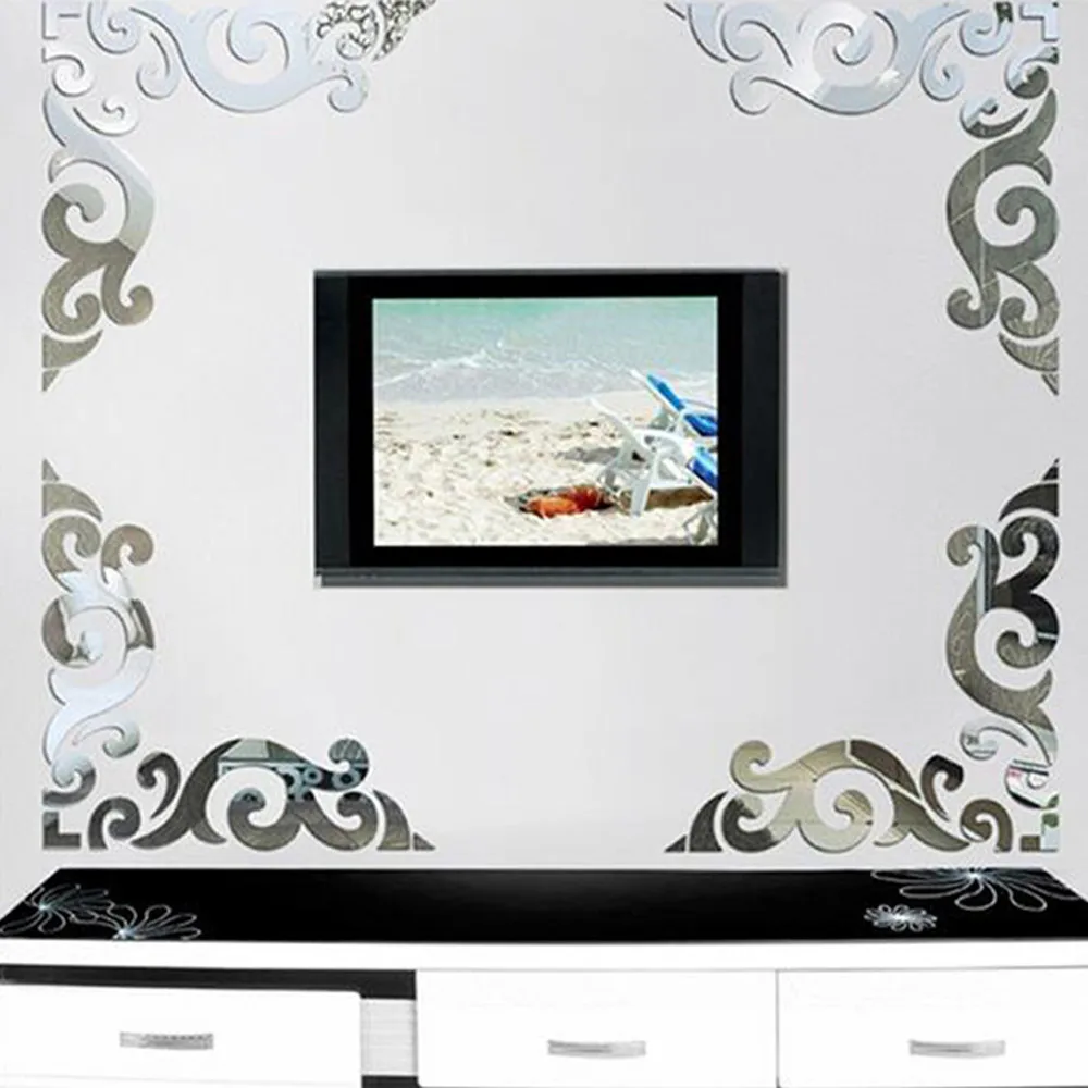 Диагональная угловая линия Акриловые зеркальные настенные наклейки 1 комплект Moder DIY художественные Декоративные наклейки для стены в гостиной съемные