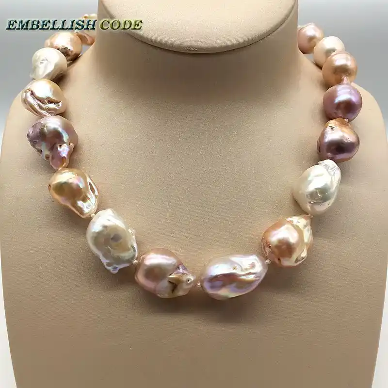 Baroque 6-7 mm vert naturel collier de perles pour femmes 3 brins 45/" collier long