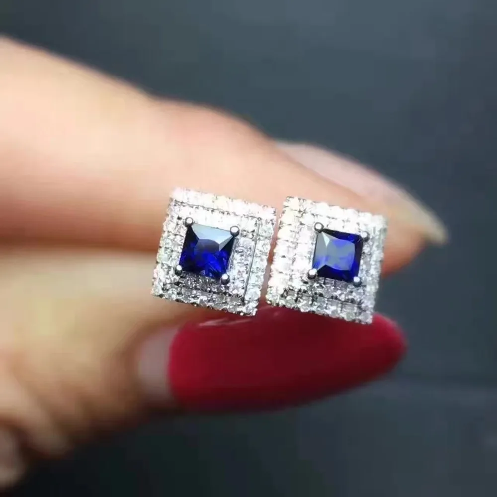 

Sapphire earring For men or women Natural real sapphire 925 sterling silver 2.5mm 2pcs gemstone