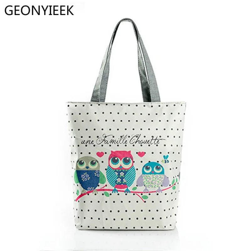 Cartoon Owl Print Casual Tote Lady Canvas Beach Bag Female Handbag Large Capacity Daily Use Women Single Shoulder Shopping Bags Cartoon Owl Print Casual Tote Lady Canvas Beach Bag Female Handbag Large Capacity Daily Use Women Single Shoulder Shopping Bags