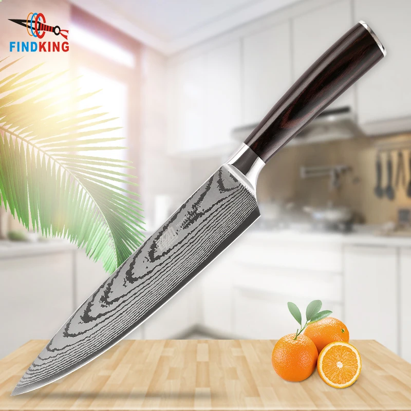 

Findking Multi-Function Laser Veins Blade 8 Inch Stainless Steel Chef Knife Kitchen Knife Slicing Knife
