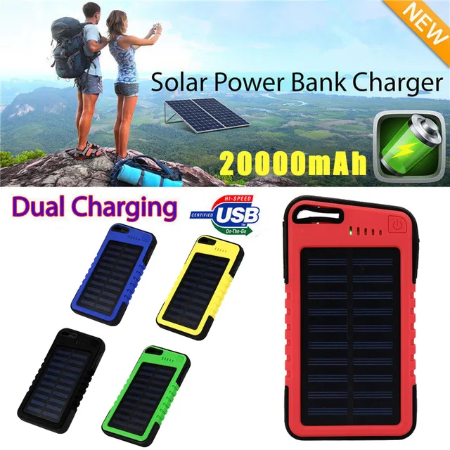 Best Offers power bank 20000 mah Dual-USB Waterproof Solar Power Bank For Cell Phone for IphoneX 6S and 6S Plus for xiaomi Samsung Best Offers power bank 20000 mah Dual-USB Waterproof Solar Power Bank For Cell Phone for IphoneX 6S and 6S Plus for xiaomi Samsung