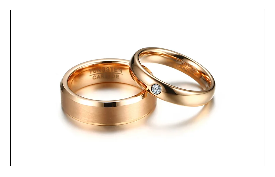 Meaeguet Rose Gold Color Tungsten Carbide Couple Ring For Men Women CZ Engagement Ring Wedding Jewelry Valentine's Day (4)