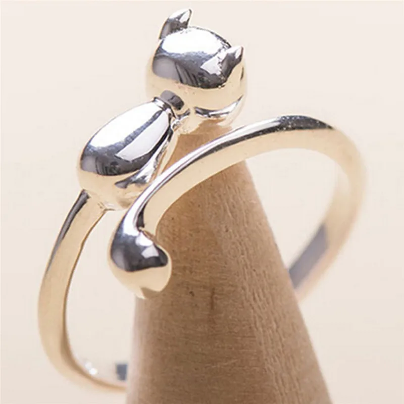 

1 Pcs Silver Plated Cat Rings For Women And Men Jewelry Beautiful Finger Open Rings For Party Birthday Gift
