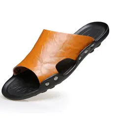 2019 новые мужские летние туфли, большие размеры 38-47, мужские сандалии, качественные кожаные Повседневные Дышащие мужские пляжные сандалии 789