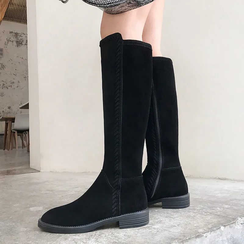 MORAZORA new arrival genuine leather boots women knee high boots classic autumn winter boots zip round toe ladies botas