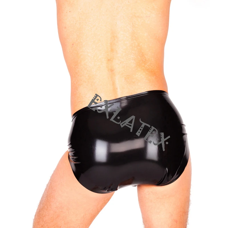 Latex Panties Black Sex Panty Male Underwear Latex Rubber Fetish Brief Underpants Latex Shorts (1)