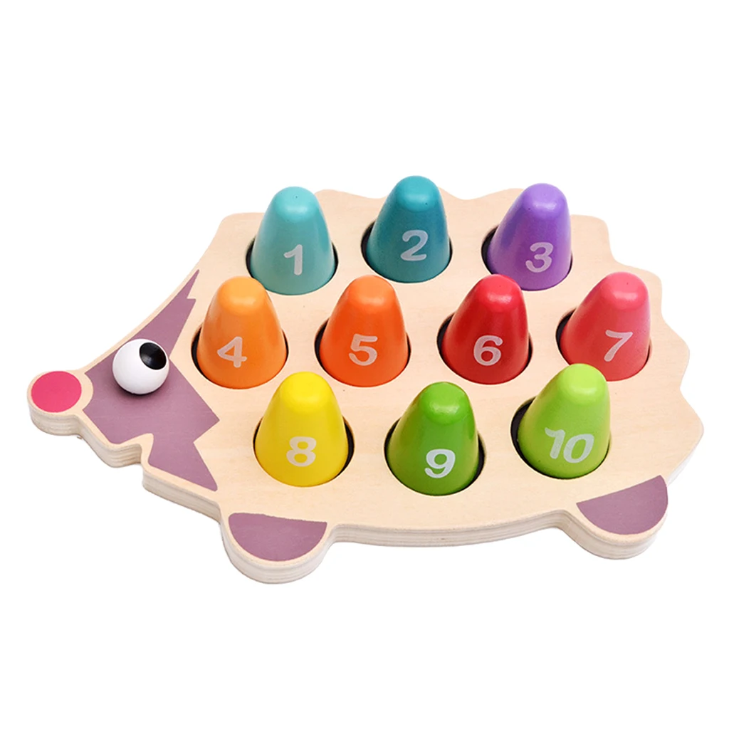 Hedgehog Number Matching Playset Kids Wooden Educational Montessori Toys