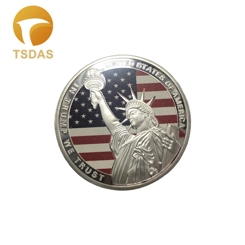 Free Shipping 40 mm 45th President Donald Trump Designed The Statue of Liberty Silver Coin Collection|statue liberty|donald trumpstatue design |
