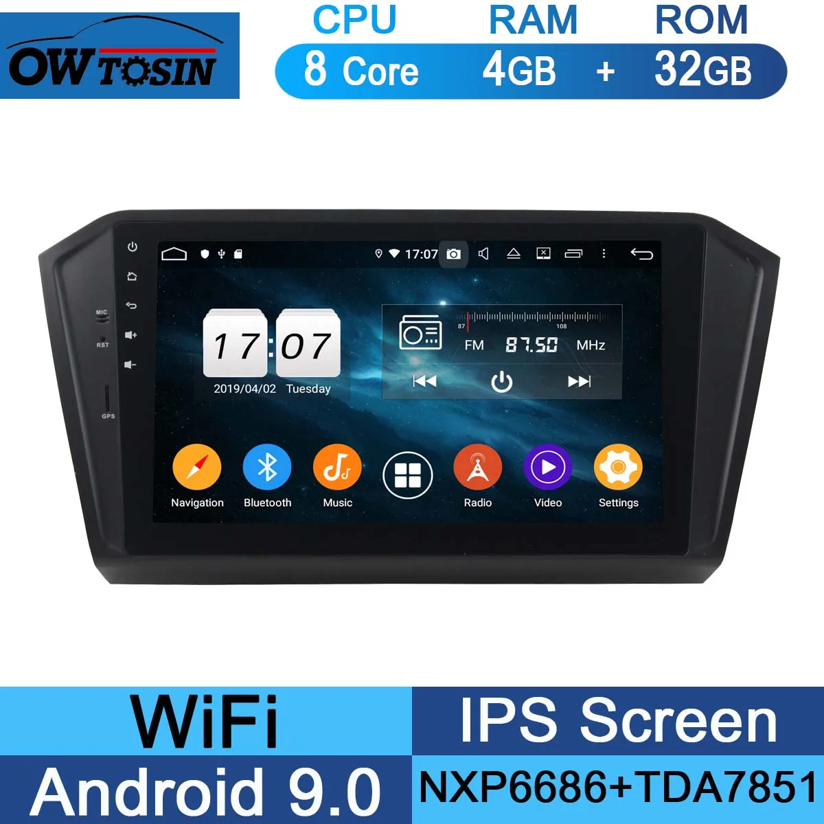 10," ips 8 Core 4G+ 64G Android 9,0 автомобильный dvd-радиоплеер gps для VW PASSAT B8 Magotan DSP CarPlay попугай BT - Цвет: 32G