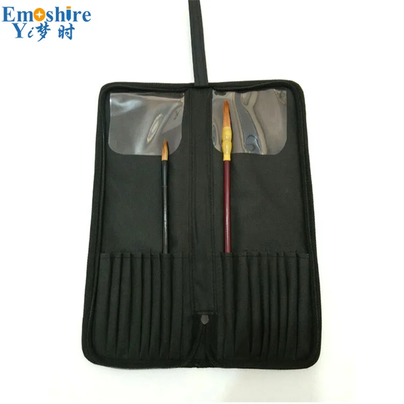 Top Brand Bracket Paintbrush Pencil Case Set Black Stationery Storage Box Zipper Bag School &amp office Supplies B206 | Канцтовары для
