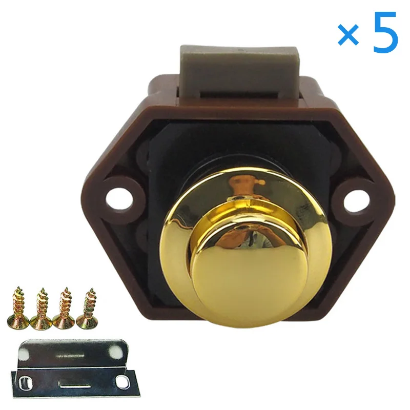 

5 pcs Mini Push Button Catch cupboard pop up knob camper lock handle latch MAL999