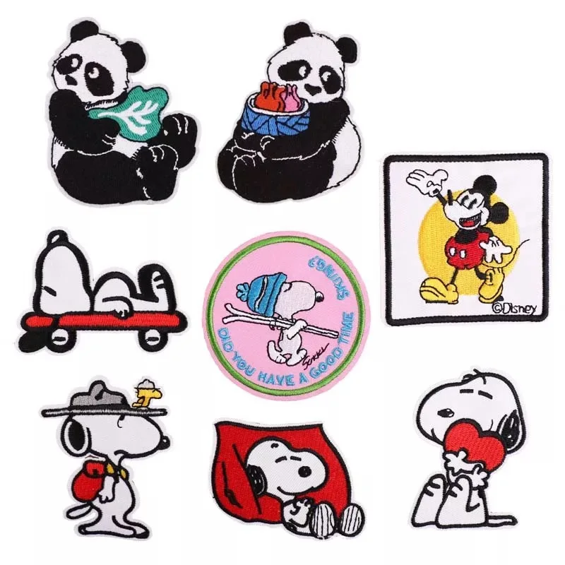 

Cute Cartoon Panda Snoopy Dog Embroidery patch Trouser clothes plaster Special hole mending for clothes