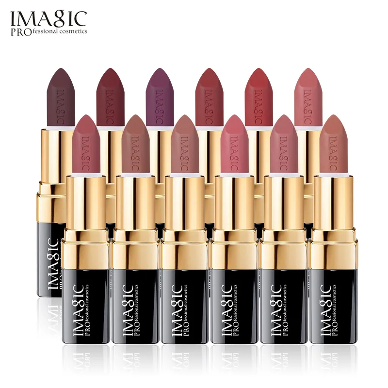 

IMAGIC 12 Colors Lipstick Moisturizer Lips Smooth Don't dye cup Lip Stick Long Lasting Cosmetic Beauty Makeup Cosmetics