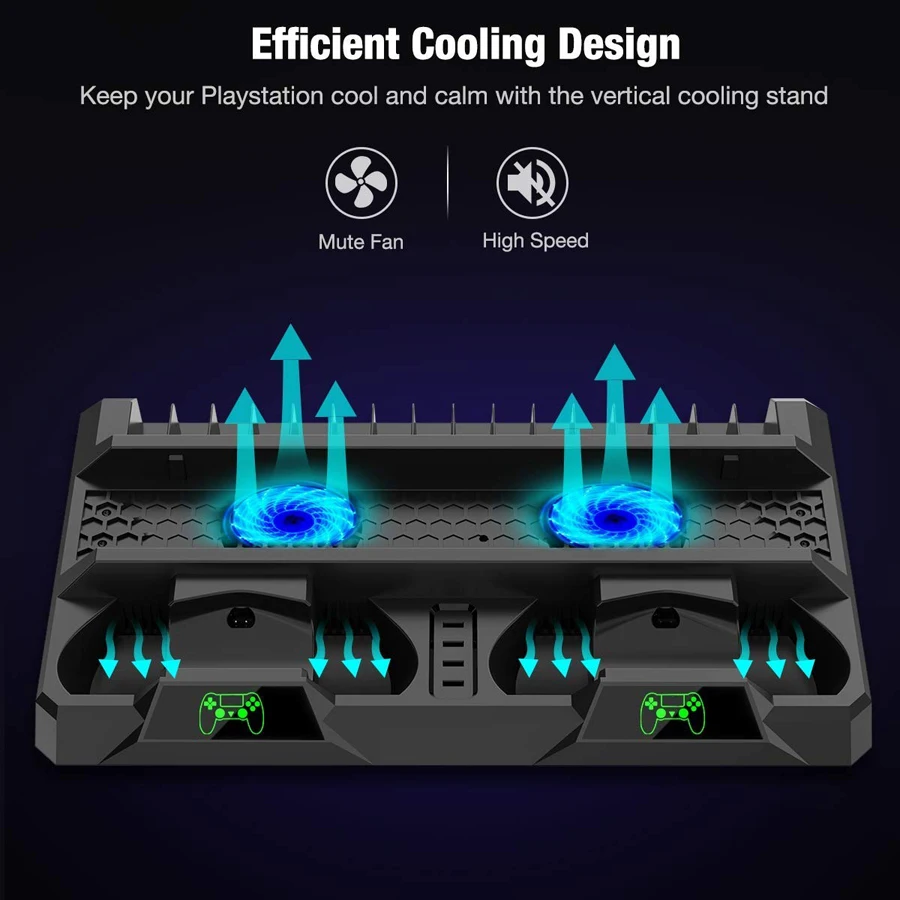 PS4/Pro/Slim консоль подставка охлаждающий вентилятор контроллер зарядное устройство зарядная док-станция игровая станция для хранения 4 шт. 4 аксессуары