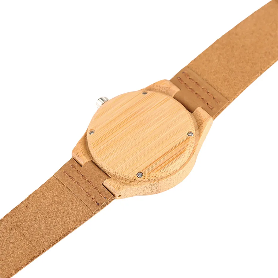 Trendy Minimalist Hot Clock Genuine Leather Band Strap Nature Wood Modern Women Simple Bamboo Handmade Quartz WristWatch (7)
