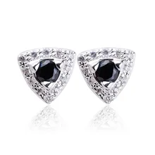 Для женщин Треугольники Форма реальные 925 стерлингового серебра шпильки Серьги с 4.5 мм Камни уха ювелирные украшения e089