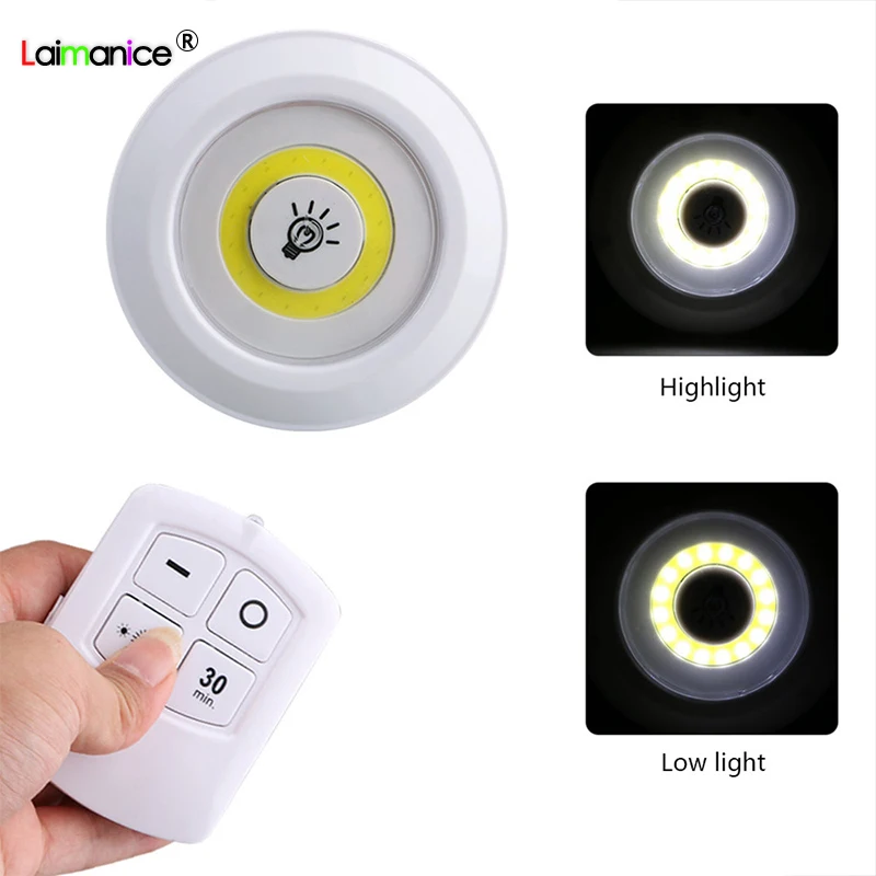 

Dimmable LED Under Cabinet Light with Remote Control Battery Operated LED Closets Night Lamp for Wardrobe Bathroom lighting