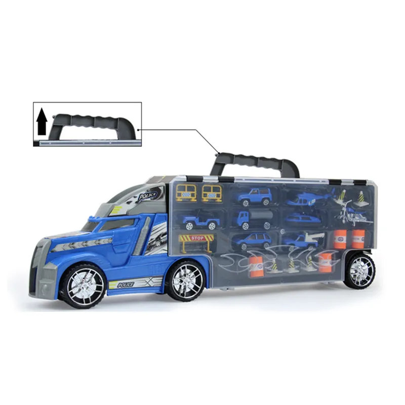 21 в 1 детская игрушка полицейский автомобиль грузовик Diecasts и игрушечные транспортные средства развивающие 1:24 транспорт автомобили Перевозчик игрушка для детей мальчиков