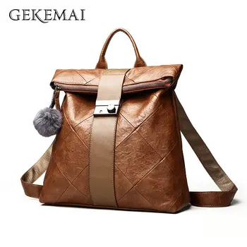 

Multifunction Women Hairball Backpacks Female Backpack Fashion School Bags for Girls Leather Backpack Mochilas Sac A Dos Femme