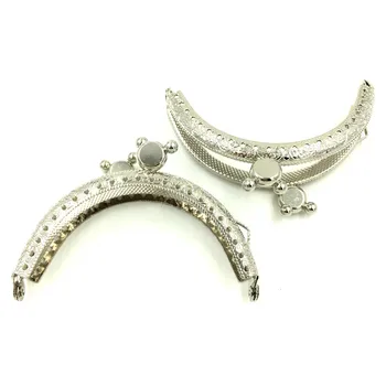 

10Pcs Silver Tone Mouse Flowers Carved Metal Arc Frame Kiss Clasp Lock Handle Coin Purse Bags Handbags Part Accessories 86x62mm