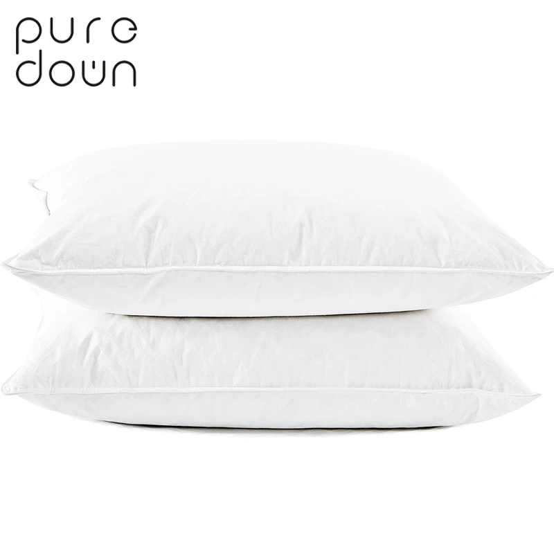 Puredown Natural White Goose Feather Down Pillow Egyptian Cotton Cover