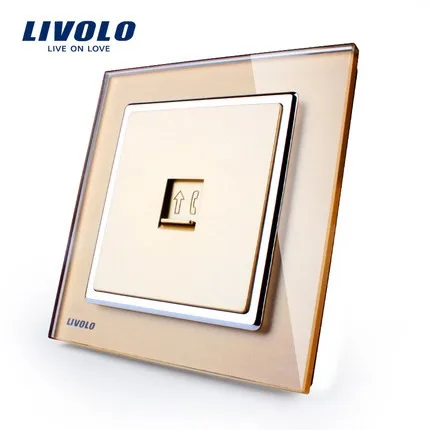 LIVOLO Crystal Tempered Glass Panel,  Wall Single telephonetel socket VL-W291T livolo Telephone socket (23)