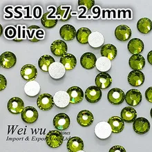 1440 pçs ss10 2.7 2.9mm olivine flatback mais brilho cristais de vidro da arte do prego strass