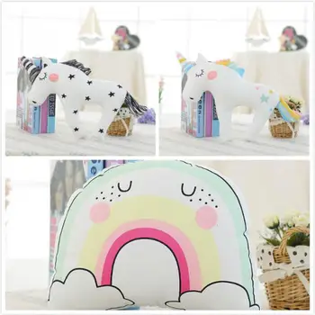 

New INS 32cm / 45cm Cartoon Horse Unicorn Plsuh Toy Doll Cute Pony Rainbow Pillow Soft Stuffed Animals Dolls For Kids Girls Gift