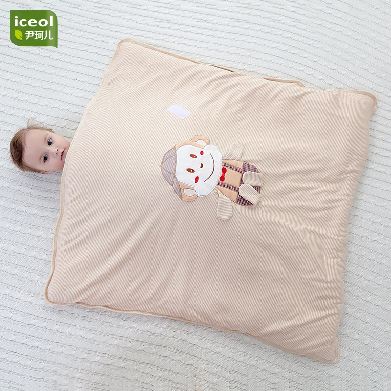 

Newborn Baby Blanket Swaddles Natural Color Cotton Monkey Boy Girl Infant Wraps Warm Swaddleme 2018 New Soft Bedding Sleepsacks