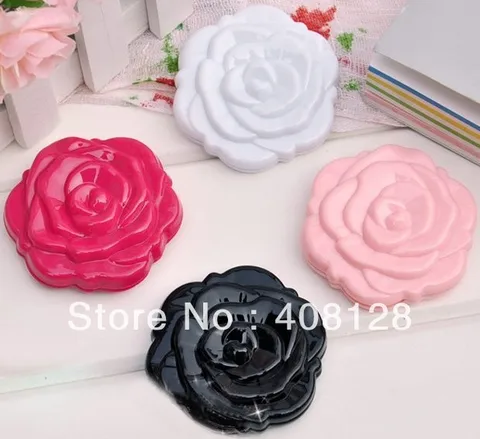 Espelho de Maquiagem Frete Grátis Rose Forma Compacta Cosmtic Espelho Menina Bonito 100 Pçs – Lote 3d