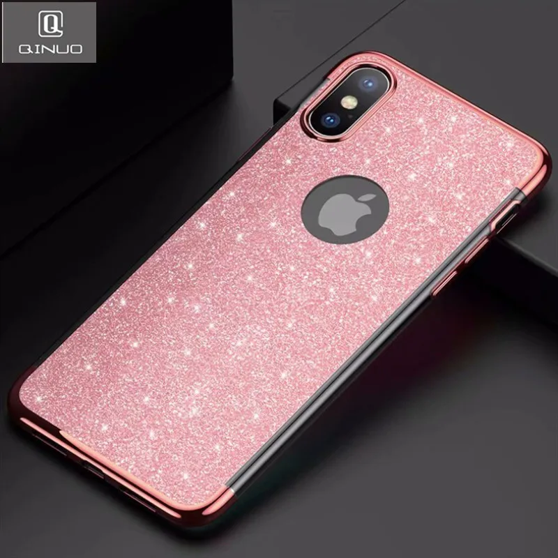 

QINUO Plating Glitter Phone Case For iphone X XR XS Max Case Stylish Bling Back Cover For iphone 6S 6 7 8 Plus 5 5S SE Case Capa