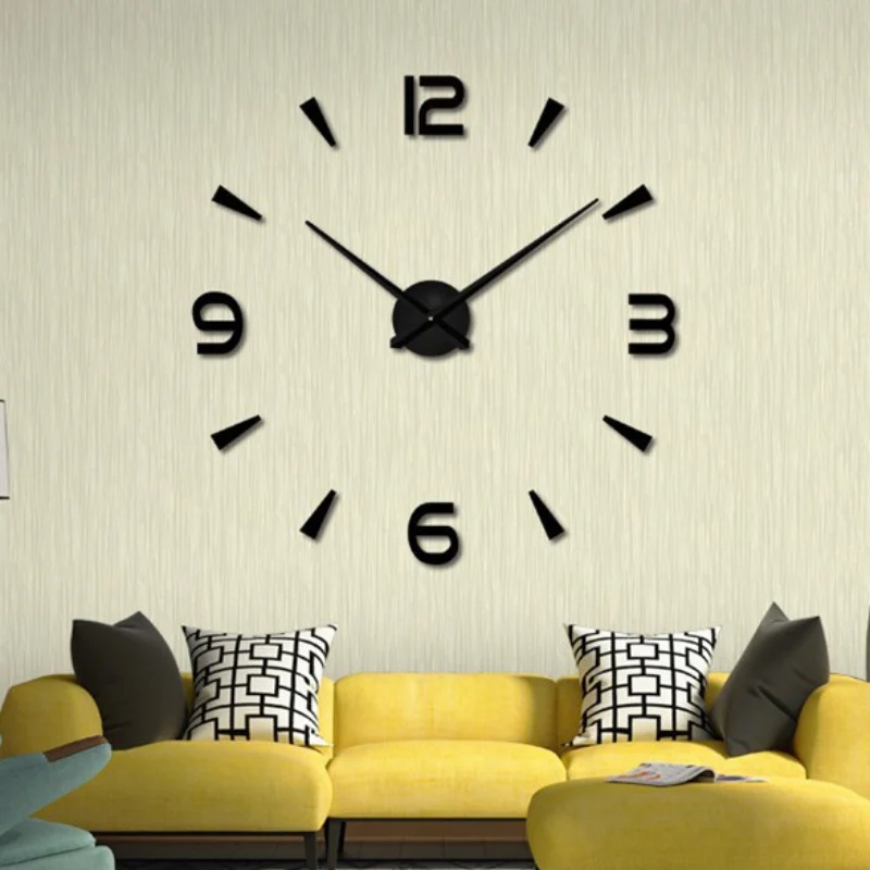 

mirror wall clocks sticker fashion watches 3d real big wall clock rushed mirror sticker diy living room decor