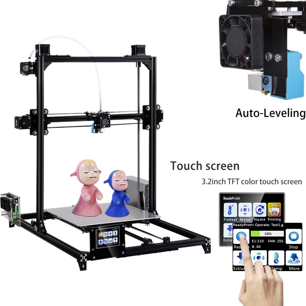 Flsun 3d принтер Большая печать 300*300*420 мм двойной экструдер сенсорный экран автоматическое выравнивание Wi-Fi кровать с подогревом Корабль из Германии
