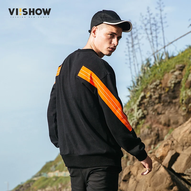 VIISHOW толстовки для мужчин с полосатым принтом мужские модные однотонные пуловеры
