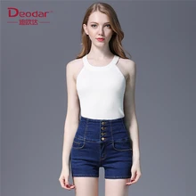 Deodar новые модные женские туфли Высокая талия промывают сплошной цвет короткие Лидер продаж корейский уличный стиль Мини Джинсы для женщи