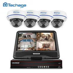 Techage 8CH 1080 P POE CCTV Системы 10,1 "ЖК-дисплей NVR комплект 2MP Indoor Открытый Купол Vandalproof IP Камера P2P видеонаблюдения комплект