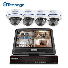 Techage 8CH 1080P POE CCTV System 10.1\" LCD NVR Kit 2MP Indoor Outdoor Dome Vandalproof IP Camera P2P Video Surveillance Set