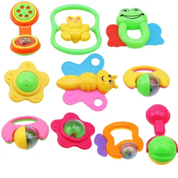 

6pcs/set Baby Toys Plastic Non-toxic Colorful Hand Jingle Shaking Bell Infant Bebes Rattles Toy Toddler Music Handbell For Kids