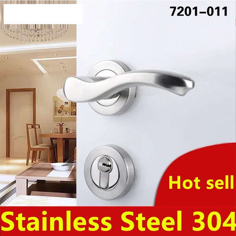 7201-011 Stainless Steel 304 Modern style Door lock bedroom room bathroom lock with handle lock 304 stainless steel door suction contact free touch wall toilet room bedroom anti collision magnet