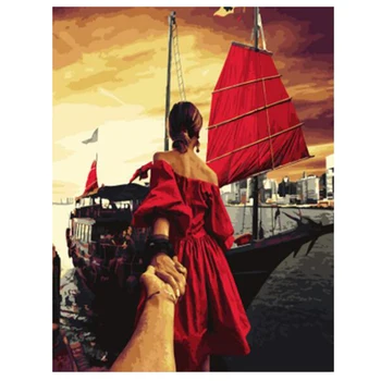

RIHE Sailboat Lover-DIY Painting By Numbers,Home Wall Art Picture,Coloring Canvas Paint By Numbers Kit, Acrylic Paint 40X50cm