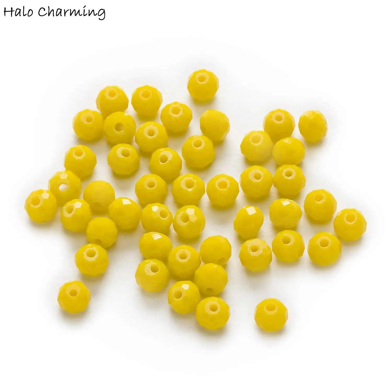 

50 Piece Yellow Crystal Glass Rondelle Quartz Faceted Beads Fit Necklace Bracelet Making For Women DIY Jewelry Findings 4-8mm